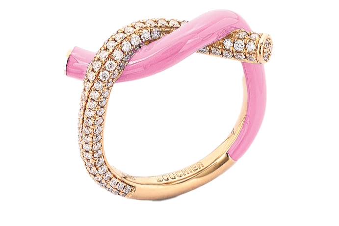 Boochier enamel and diamond ring 