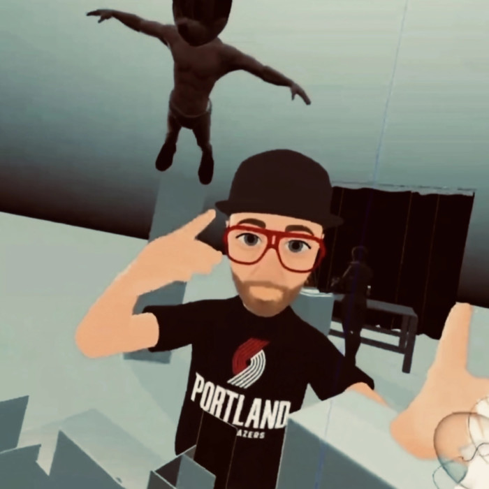 An animated Trever Stewart prepares for a talk show in the metaverse