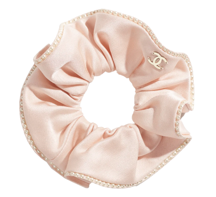 Chanel satin and glass-pearl hair scrunchie, £540