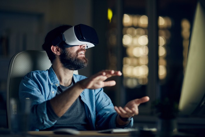 Man testing new app via VR device