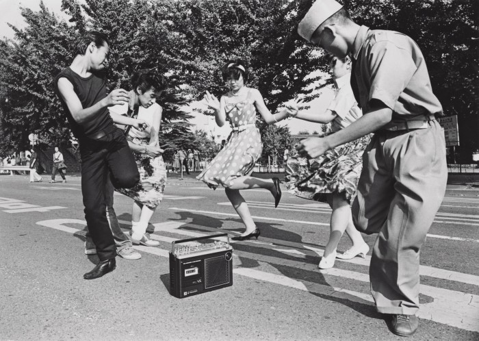 Teenagers dancing the Twist in a Tokyo street, 1978