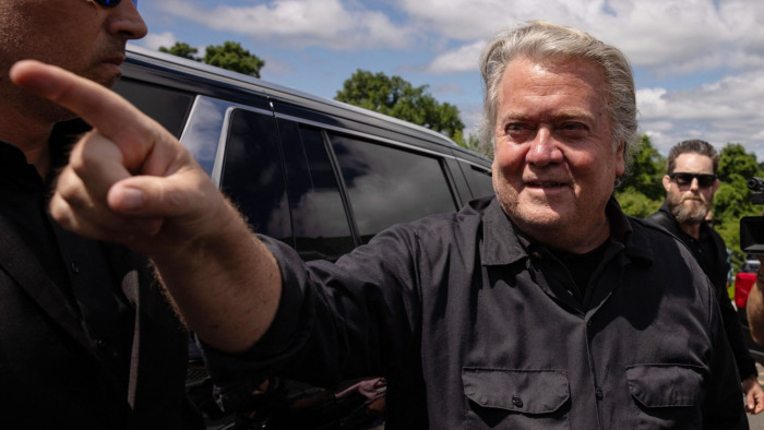 Steve Bannon arrives at the federal prison in Danbury, Connecticut, on Monday