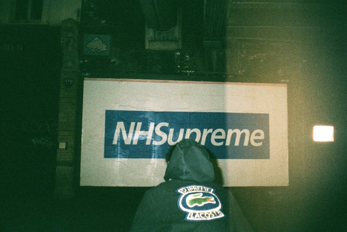 Emily Yap photographed this young skateboarder in front of streetwear brand Supreme’s take on the NHS logo “to show solidarity to the country’s hard-working accessible healthcare system” during the strict UK lockdown