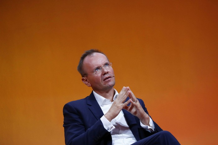 Markus Braun, then chief executive of Wirecard, pictured in 2019 sitting with his fingers steepled as he pauses for thought