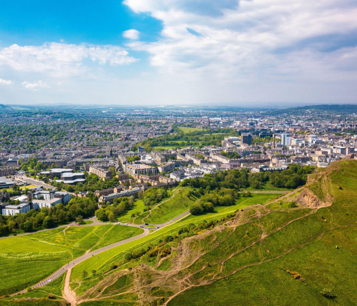 Looking over Edinburgh from the top of Arthur’s Seat 