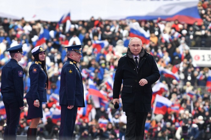 Putin at a concert for Russians involved in the military campaign in Ukraine