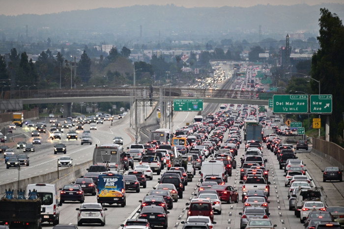 Traffic on a Los Angeles motorway during rush hour