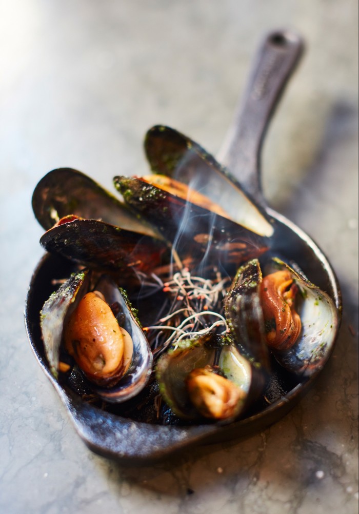 Ekstedt’s flame-cooked mussels 