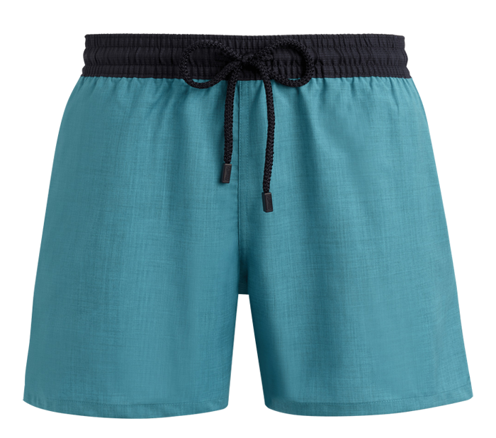 Turquoise shorts with black waistband