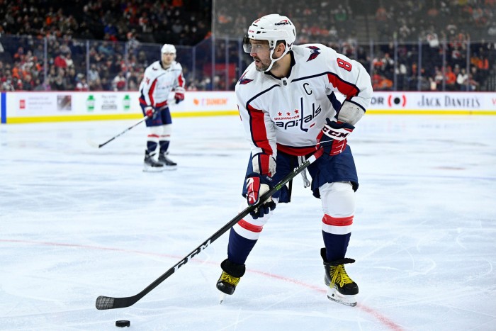 Alex Ovechkin playing for the Washington Capitals. The Russian ice hockey player, who helped set up a PutinTeam on social media to back the Russian president, said this week: ‘Please, no more war’