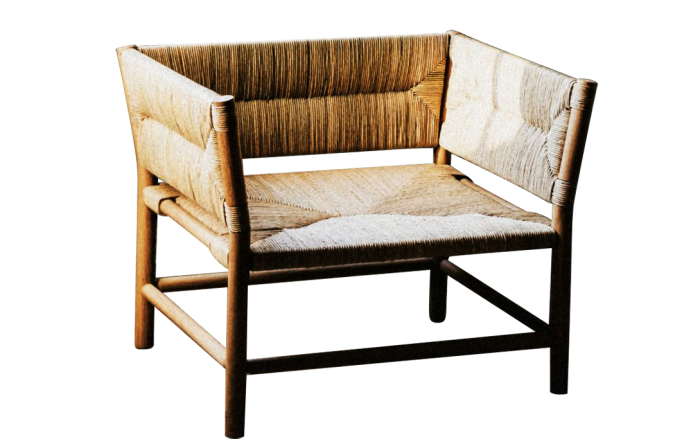 Midi solid oak and natural straw Fautuei armchair, €2,350