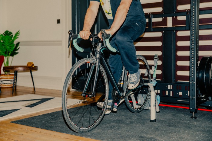 The author cycles in the exercise area