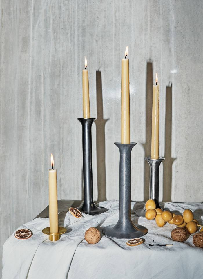 Freight HHG pewter candlesticks, from £160