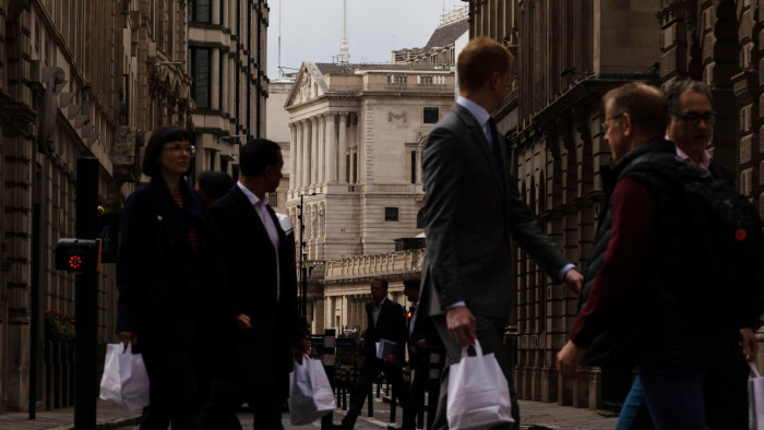 Pedestrians near the Bank of England in London, England, in October 2022