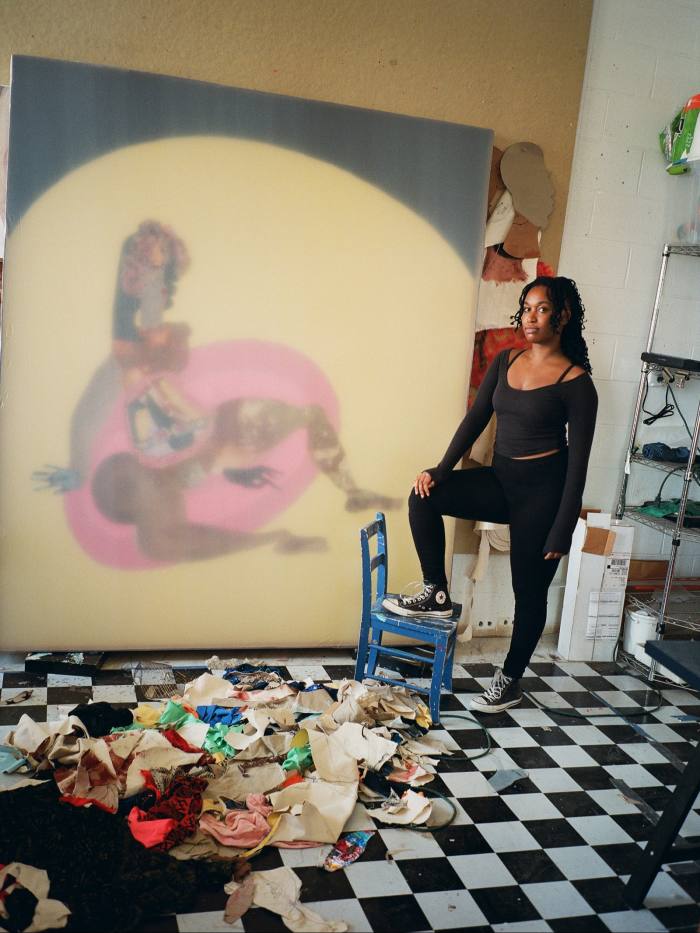 Tschabalala Self in her studio