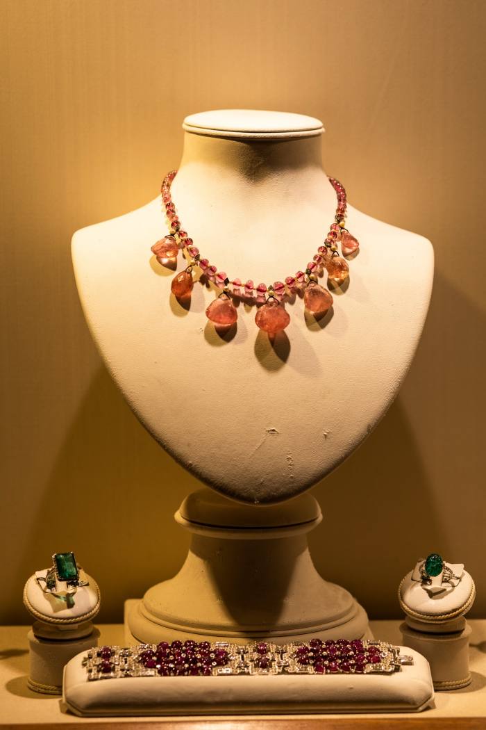 A rose quartz necklace from the private collection
