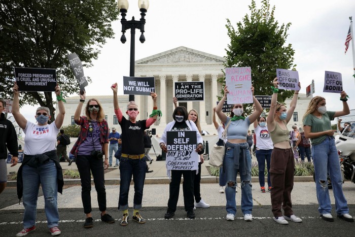 For and against: activists protesting over abortion outside the Supreme Court in Washington — Kevin Dietsch/Getty Images