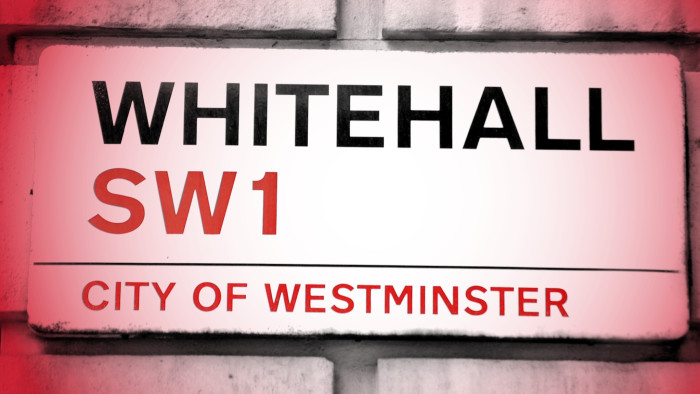 Montage of the Whitehall sign in Westminster with a Labour red tint to it 