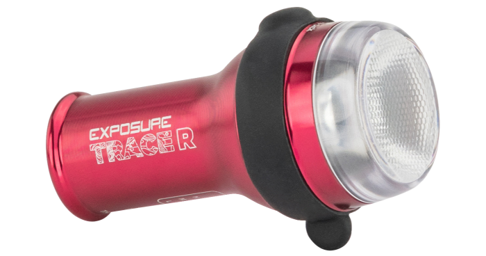 A red Exposure Lights TraceR MK2 ReAKT + Peloton, £65