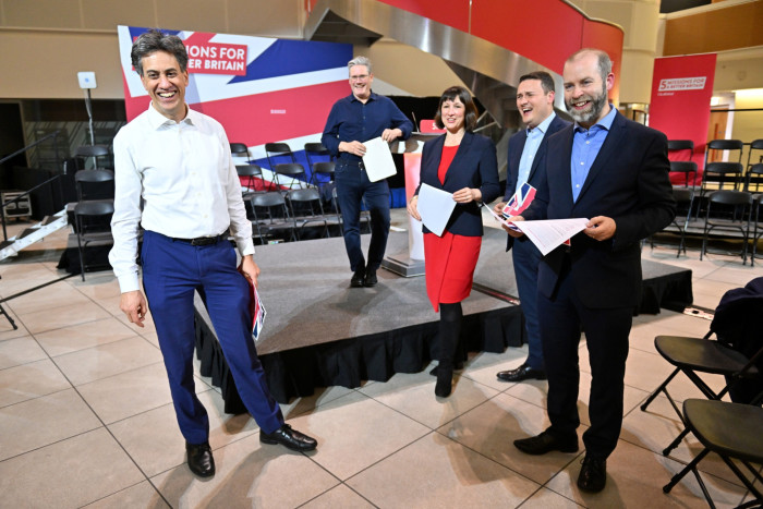 Keir Starmer is joined by members of his shadow cabinet Ed Miliband, Rachel Reeves, Wes Streeting and Jonathan Reynolds 