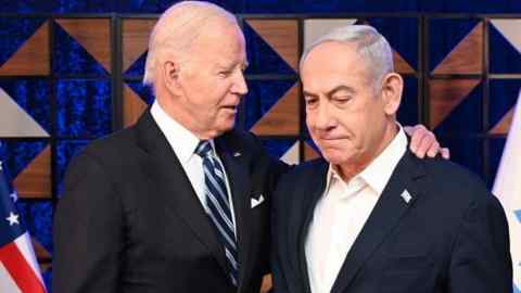 Joe Biden with Benjamin Netanyahu in Tel Aviv last October, shortly after Hamas’s attack