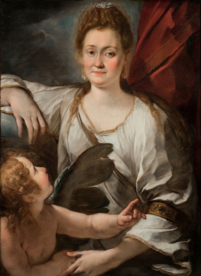 ‘Portrait of a Lady with a Putto (Allegorical portrait of Orsola Cecchini as Venus)’ by Giulio Cesare Procaccini (c.1620-25)