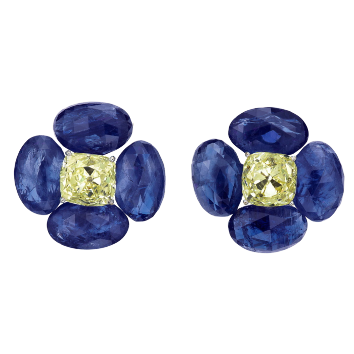 Diamond and sapphire earrings from Bhagat