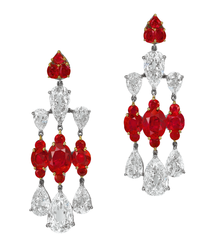 Boghossian Burmese no-heat pigeon-blood ruby, diamond and 18ct-white-gold earrings, POA