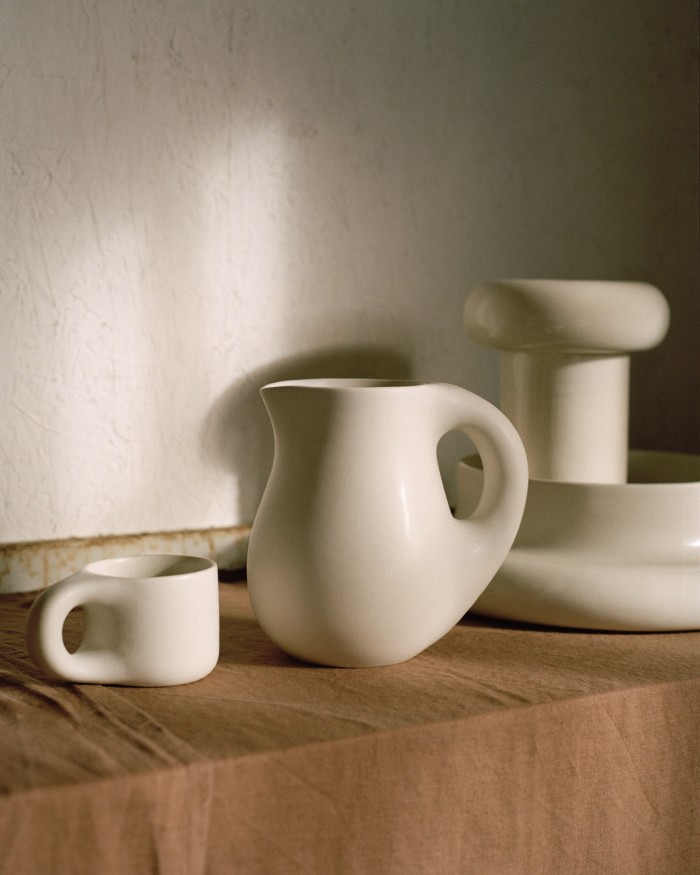 Pitchers, £90, vases, £150, bowls, £130, and mugs, £38, all from the Dough range by Toogood