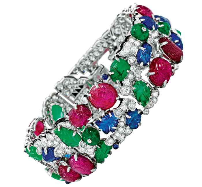Cartier Gem-set diamond and enamel Tutti Frutti bracelet, dated 1930, sold at Sotheby’s for $1.34m