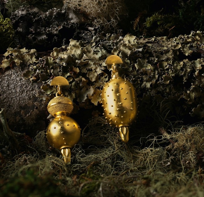 Loren Nicole gold Viking Orb earrings, from $4,500