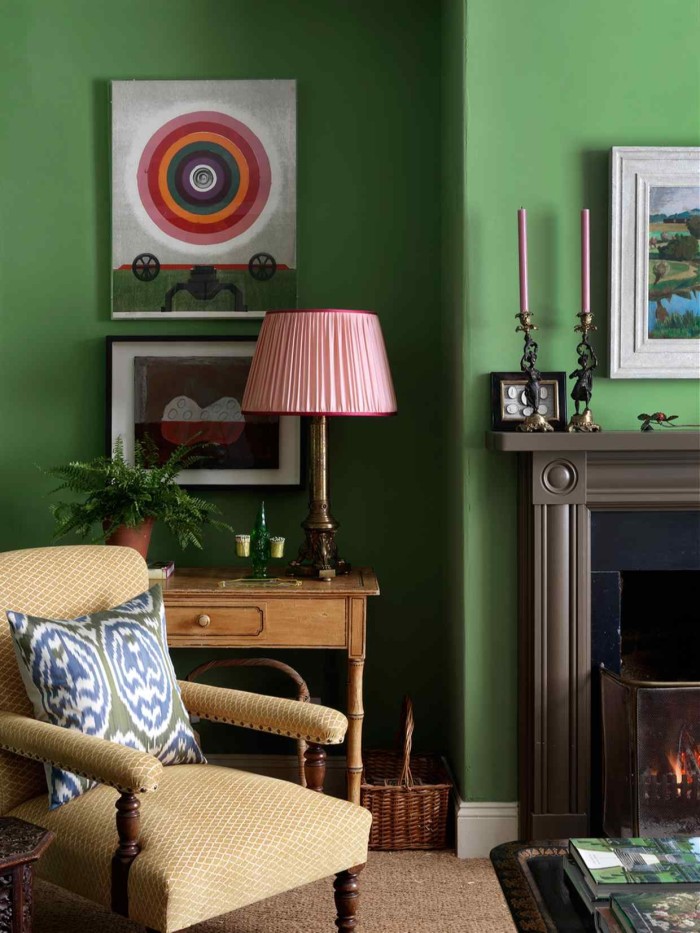 Rita Konig used Invisible Green by Edward Bulmer Natural Paints in the living room of her Teesdale farmhouse