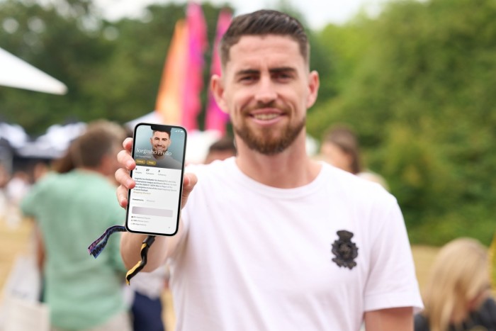 Arsenal footballer Jorginho at the recent launch of the Gather app
