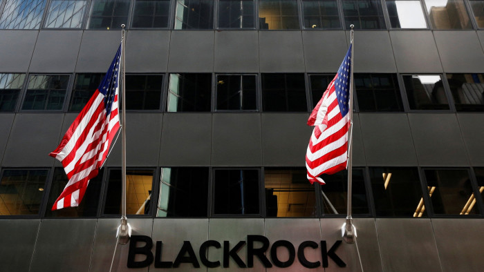 BlackRock’s logo on its offices in New York 
