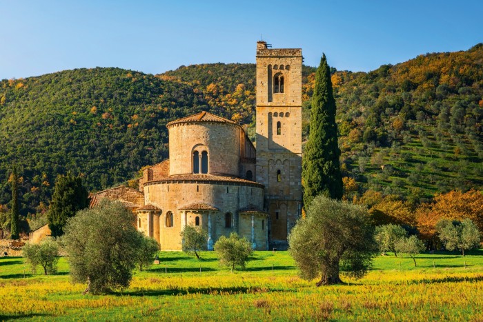 Sant’Antimo Abbey in Tuscany on the Via Francigena