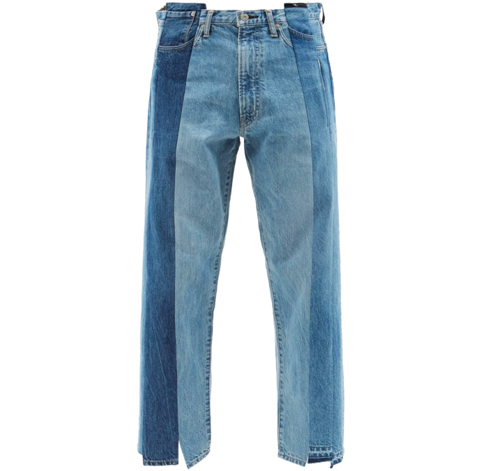 Kuro denim Remake Patchwork Stripe jeans, $608, modesens.com