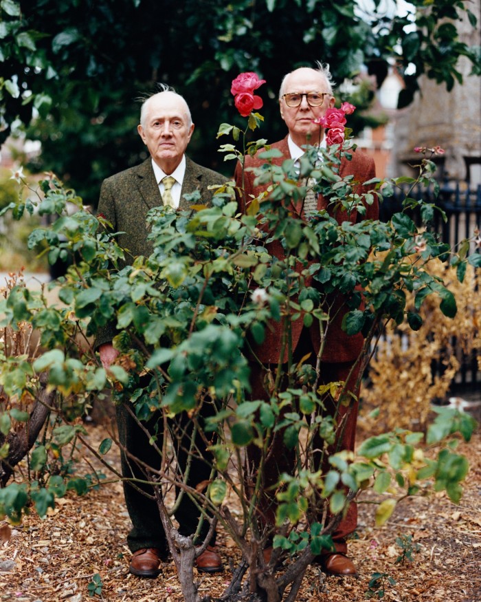 Gilbert and George in their Spitalfields garden
