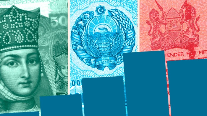Montage of banknotes and chart