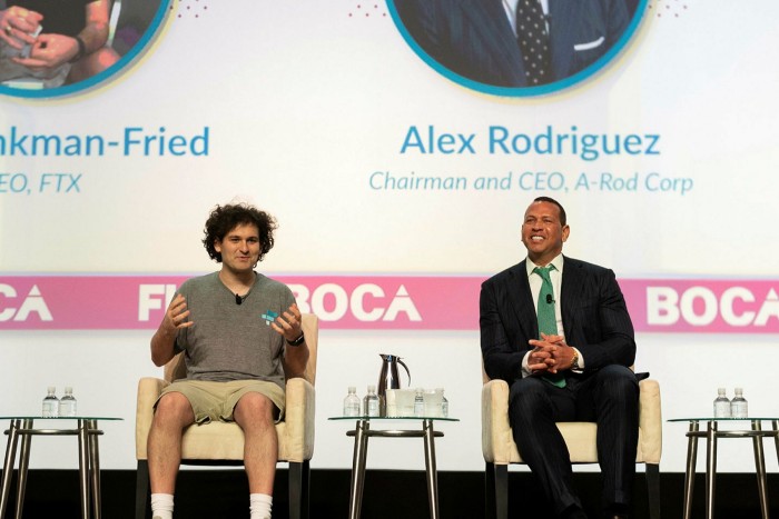 Sam Bankman-Fried (left) with Alex Rodriguez at Boca Raton conference March 17, 2022