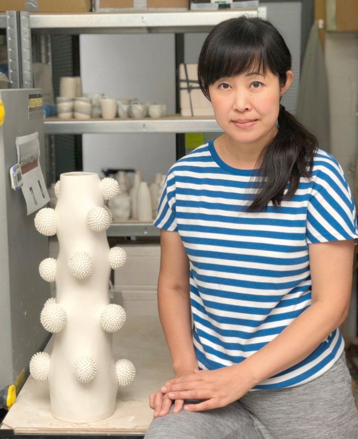 Ikuko Iwamoto with her porcelain Pofupofu vase, £1,500