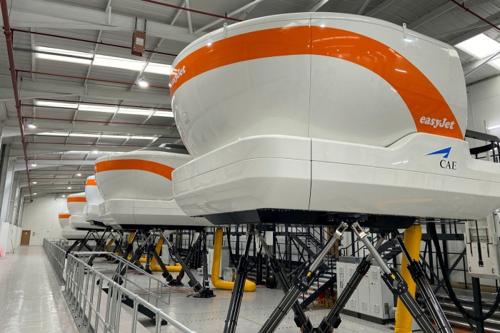 EasyJet simulators at the company’s training base near Gatwick airport