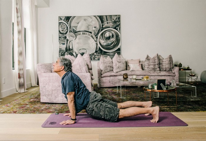 Deepak Chopra practising yoga