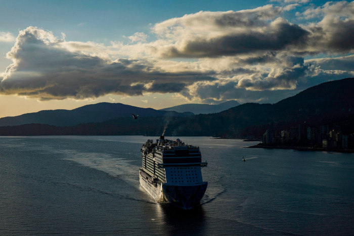 The Norwegian Cruise Line ship Norwegian Bliss arrives in Vancouver