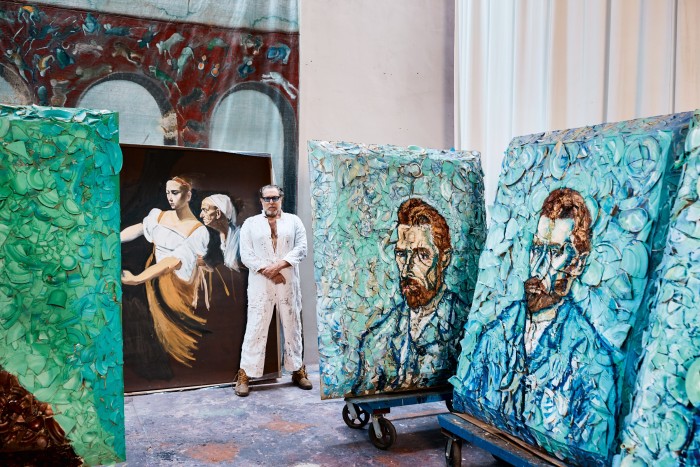 Schnabel with van Gogh Self-Portraits