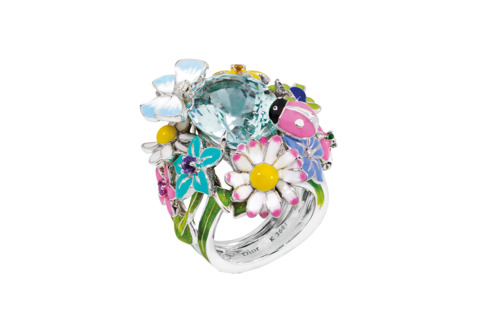 Dior Joaillerie diamond, aquamarine, amethyst, sapphire, garnet and lacquer Diorette ring, £15,200