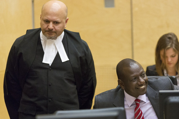 Karim Khan and William Ruto at the International Criminal Court in 2013