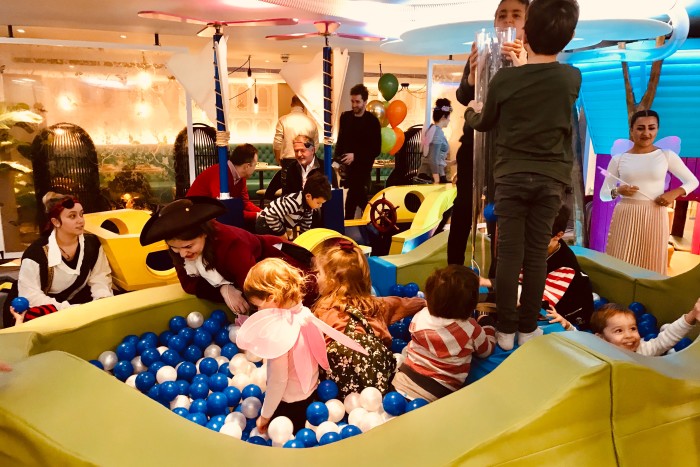 Highlights for children include a soft-play area and ball pit