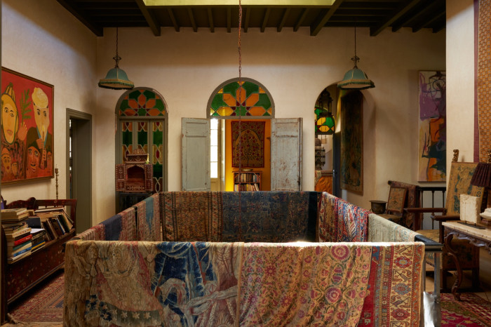 Arabic style house with rugs, textiles, tiles