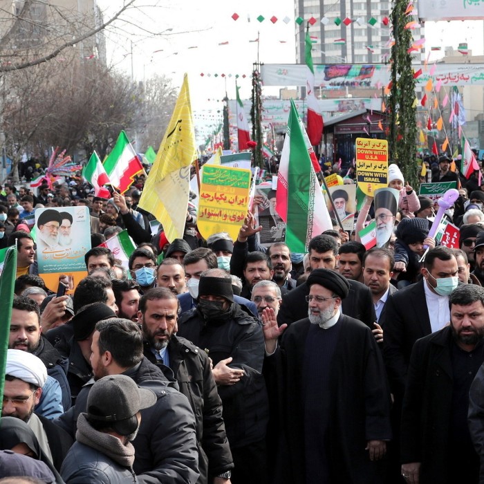 The hardline cleric at the 44th anniversary of the Islamic Revolution in Tehran in February 2023