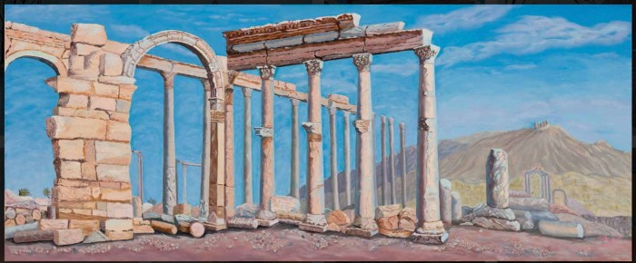 Painting of the ruins of the ancient Syrian desert city Palmyra 